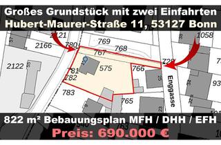 Grundstück zu kaufen in Hubert-Mauerer-Str. 11, 53127 Lengsdorf, Großes Baugrundstück mit zwei Einfahrten in sehr guter Lage Bebauungsplan für MFH / DHH / EFH