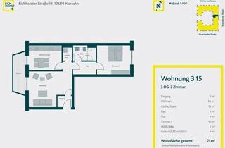 Wohnung mieten in Rosenbeckstraße, 12689 Berlin, Exklusive, geräumige, helle 2-Zimmer-Wohnung mit hochwertiger Ausstattung zu vermieten