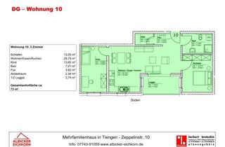 Wohnung kaufen in 79761 Waldshut-Tiengen, Waldshut-Tiengen - 3 Zi.DG mit Balkon ca. 73 m² - Wohnung 10 - Zeppelinstr. 10, 79761 Waldshut-Tiengen - Neubau
