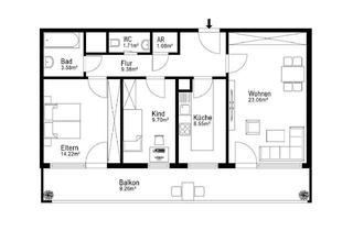 Wohnung kaufen in 86161 Herrenbach, "NORI" - Helle 3-Zimmer Wohnung mit Balkon