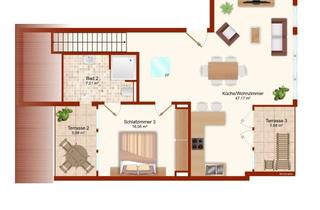 Wohnung mieten in 52062 Innenstadt, Luxuriöse Maisonette-Penthaus-Wohnung (Neubau), 5-6 Räume, 2 Bäder, 3 Loggien (144m²) - Whg. 04