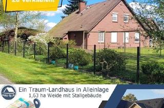 Haus kaufen in 26670 Uplengen, Uplengen - Ein Traum-Landhaus in Alleinlage, 1,63 ha Weide mit Stallgebäude in unmittelbarer Seenähe