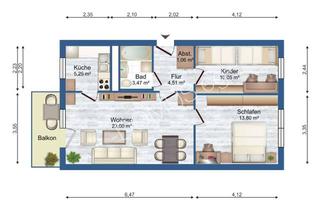 Wohnung mieten in Grüntalstr., 04626 Schmölln, Gemütliche 3-Zimmer-Wohnung im 1. Obergeschoss mit Balkon und Badewanne