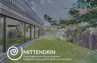 Wohnung kaufen in 71384 Weinstadt, MITTENDRIN - 89qm-Erdgeschosswohnung mit großem Wintergarten, Gartenanteil in Weinstadt-Beutelsbach