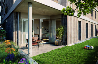 Wohnung kaufen in Hasselwerder Straße 27, 12439 Niederschöneweide, 2-Zi.-Gartenwohnung mit Terrasse direkt an der Spree