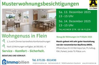 Wohnung kaufen in Talheimer Straße 64, 74223 Flein, Erstbezug März 2026- 3,5 Zimmer Wohnung mit 2 Terrassen ,großem Garten,2 WC 's und Tageslichtbad