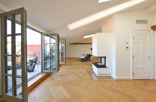 Wohnung kaufen in Thalkirchner Straße 80, 80337 Ludwigsvorstadt-Isarvorstadt, Gartenpalais-Dachpalast "Rosa" - 4 Zimmer, Dachterrasse, Kamin, Klimaanlage - Fitness & Sauna
