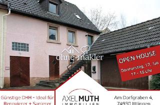 Doppelhaushälfte kaufen in 74930 Ittlingen, Günstige Doppelhaushälfte + Doppelgarage + verwildertem Garten. Ideal für Renovierer und Sanierer.