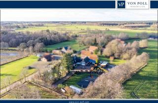 Haus kaufen in Am Koldehörn, 26524 Halbemond, Vielseitige Immobilie mit Pferdeboxen, Teich und Poolhaus