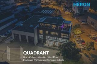 Gewerbeimmobilie kaufen in 71404 Korb, QUADRANT - Geschäftshaus mit großer Halle, Büros, Penthouse-Wohnung und Tiefgarage in Korb