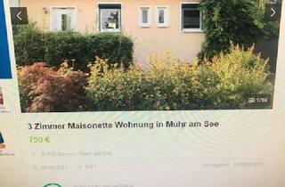 Wohnung mieten in Neuenmuhrer Weg 34, 91735 Muhr, Ansprechende und neuwertige 3-Raum-Maisonette-Wohnung mit geh. Innenausstattung mit Balkon und EBK