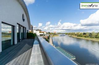 Penthouse mieten in Platz Am Elbbahnhof, 39104 Magdeburg, Exklusive Penthousewohnung auf 2 Ebenen mit Blick auf die Elbe, Fußbodenheizung und großer Terrasse!