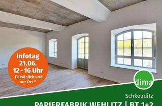 Wohnung mieten in Fabrikstraße 17, 04435 Schkeuditz, ERSTBEZUG sanierte Papierfabrik | Maisonette mit Dachterrasse und Balkon am Wasser, 2 Bädern u.v.m.