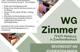 Wohnung mieten in Am Hasel, 79429 Malsburg-Marzell, 20 m2 WG-Zimmer auf insges. 200 m2 Wohnfläche mit EBK in Malsburg-Marzell