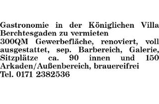 Gastronomiebetrieb mieten in 83471 Berchtesgaden, Gastronomie zu vermieten