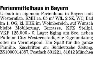 Haus kaufen in 94535 Eging am See, Ferienmittelhaus in Bayern