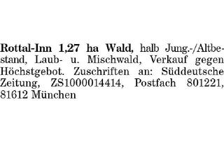 Grundstück zu kaufen in 84347 Pfarrkirchen, Rottal-Inn 1,27 ha Wald