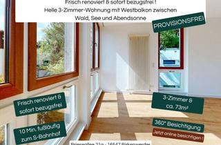 Wohnung kaufen in Brieseallee 21a, 16547 Birkenwerder, Frisch renoviert & sofort bezugsfrei - Helle 3-Zimmer-Wohnung mit Balkon zwischen Wald & See