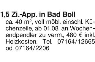Wohnung mieten in 73087 Bad Boll, 1,5 Zimmer Appartment