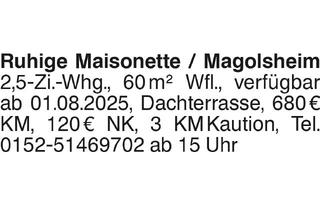 Wohnung mieten in 72525 Magolsheim, Ruhige Maisonette / Magolsheim