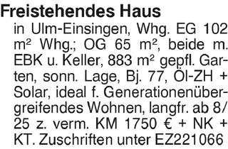 Haus mieten in 89079 Ulm, Freistehendes Haus