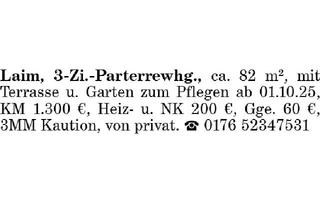 Wohnung mieten in 80689 München, 3-Zi.-Parterrewhg. in Laim