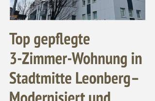 Wohnung kaufen in 71229 Leonberg, Leonberg - 3 Zimmer Wohnung renoviert in Leonberg Stadtmitte
