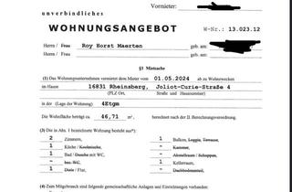 Wohnung mieten in Joliot-Curie-Straße, 16831 Rheinsberg, Suche Nachmieter für meine Wohnung. So schnell es geht