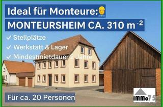 Haus mieten in 75015 Bretten, ? Ideal für Monteure: Großes Monteursheim mit ca. 310 m² Wohnfläche+Stellplätzen,Lager & Werkstatt!