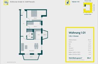 Wohnung mieten in Eichhorster Straße 14, 12689 Marzahn, 3 Zimmer-Wohnung, in der Nähe von S-Bahn und Tram. Übernahme der Einbauküche vom Mieter