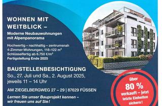 Wohnung kaufen in 87629 Füssen, 4-Zimmer-Neubauwohnung mit Tiefgarage, Balkon und Bergblick in zentrumsnaher Lage von Füssen!