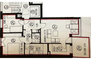 Wohnung mieten in 89075 Eselsberg, Exklusive 3-Raum-Dachgeschosswohnung mit Balkon in Ulm-Eselsberg