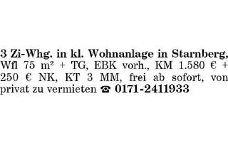Wohnung mieten in 82319 Starnberg, 3 Zi-Whg. in kl. Wohnanlage in Starnberg