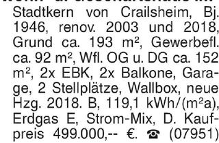 Immobilie kaufen in 74564 Crailsheim, Wohn-/Geschäftshaus