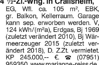 Wohnung kaufen in 74564 Crailsheim, 4 1/2-Zi.Whg. in Crailsheim