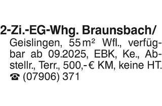 Wohnung mieten in 74542 Braunsbach, 2-Zi.-EG-Whg. Braunsbach/Geislingen