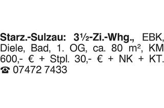Wohnung mieten in 72181 Starzach, Starzach, 3,5-Zi.-Whg.