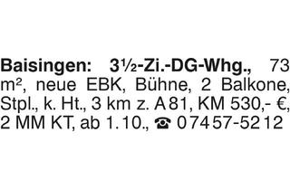 Wohnung mieten in 72108 Rottenburg, Baisingen