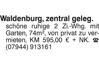 Wohnung mieten in 74638 Waldenburg, Waldenburg , zentral gelegene schöne ruhige 2 Zi.-Whg.