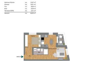 Wohnung mieten in August-Dosenbach-Straße 13, 76189 Daxlanden, Erstbezug im Neubau mit Balkon und EBK: Stilvolle 2-Zimmer-Wohnung in Karlsruhe