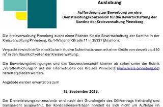 Gastronomiebetrieb mieten in 25337 Elmshorn, Auslobung Dienstleitungskonzession