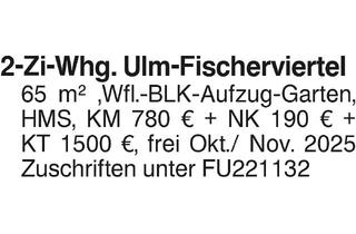 Wohnung mieten in 89073 Ulm, 2-Zi-Whg. Ulm Fischerviertel