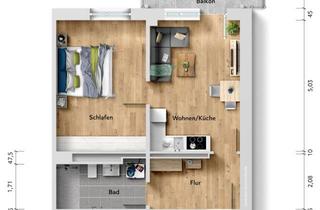 Wohnung mieten in Straße Der Einheit, 99610 Sömmerda, 2-Raum Seniorenwohnung mit/ohne Betreuung, inkl. Aufzug und Balkon ab 1. Quartal 2027 - Typ 2C