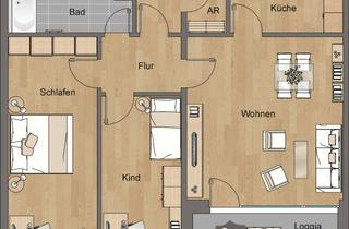 Wohnung mieten in Am Alten Nordhäuser Bahnhof 18, 99085 Krämpfervorstadt, 1600/91101/334 - 3-Raum-Wohnung im 3.OG mit Balkon und Aufzug