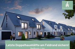 Doppelhaushälfte kaufen in Burgstraße, 50181 Bedburg, Familienwohnen im Grünen: Neubau-DHH mit Garten, Keller & Feldblick