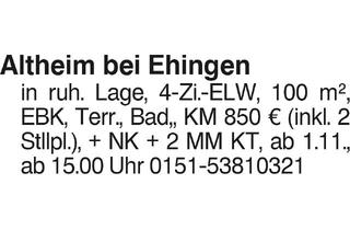 Wohnung mieten in 89604 Allmendingen, Altheim bei Ehingen