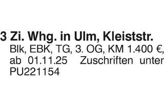 Wohnung mieten in 89077 Ulm, 3 Zi. Whg