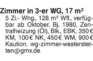Wohnung mieten in 89198 Westerstetten, Zimmer in 3er WG, 17 qm
