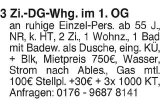 Wohnung mieten in 73116 Wäschenbeuren, 3 Zi.-DG-Whg.