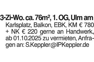Wohnung mieten in 89073 Ulm, 3-Zi-Wo Ulm